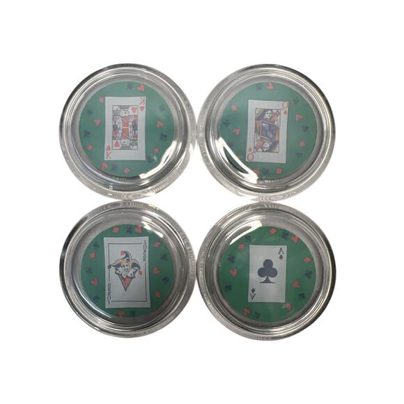 Set of 4 Glass‎ Poker Coasters - Picture 3 of 5